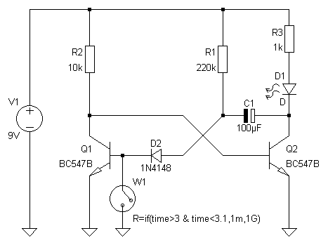 RC Delay Circuit Example with 1N4148