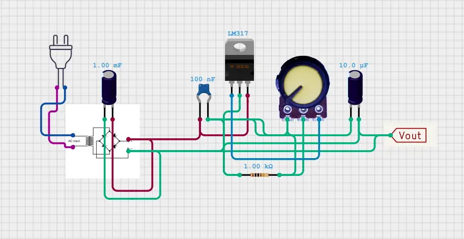 How to use LM317 to construct a voltage source circuit?